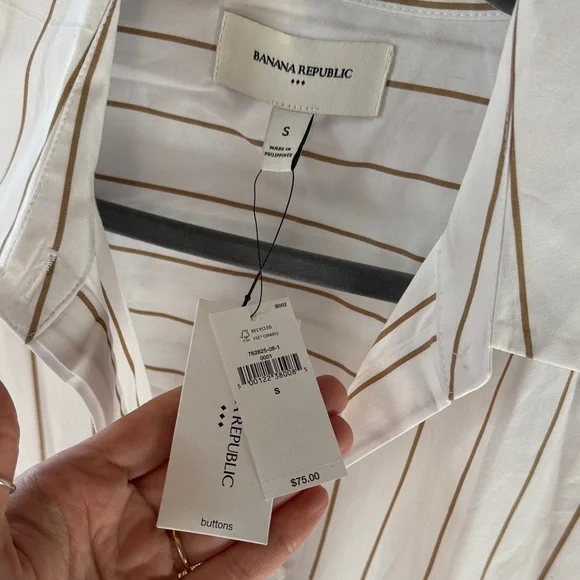 White Striped Button-Up - Picture 3 of 4